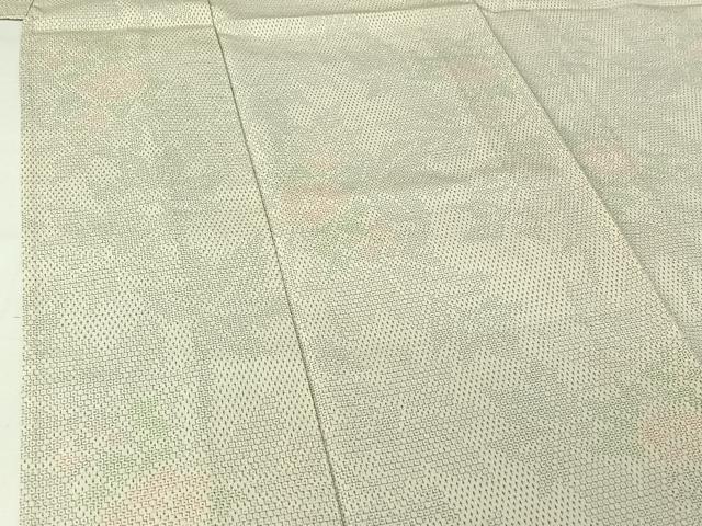 平和屋着物▽本塩沢　単衣　110亀甲　草花文　正絹　逸品　AABH8567jh