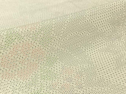 平和屋着物▽本塩沢　単衣　110亀甲　草花文　正絹　逸品　AABH8567jh