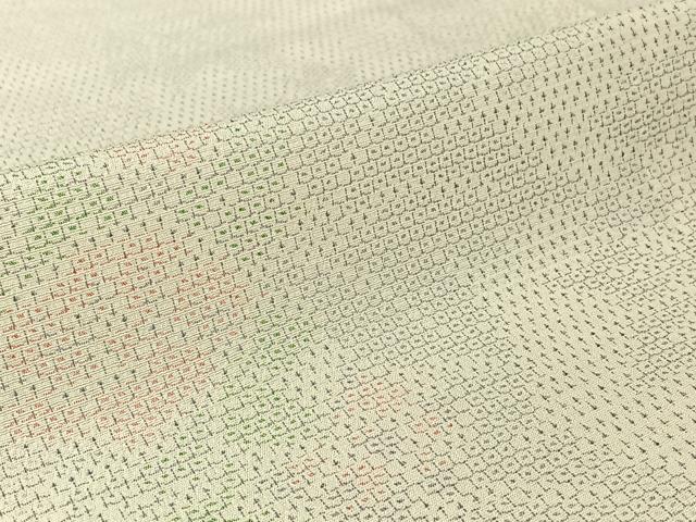 平和屋着物▽本塩沢　単衣　110亀甲　草花文　正絹　逸品　AABH8567jh