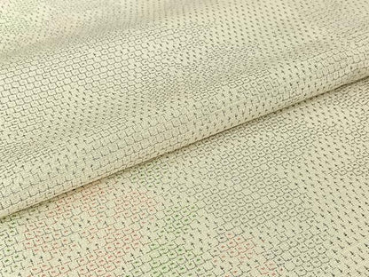 平和屋着物▽本塩沢　単衣　110亀甲　草花文　正絹　逸品　AABH8567jh