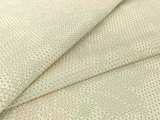 平和屋着物▽本塩沢　単衣　110亀甲　草花文　正絹　逸品　AABH8567jh