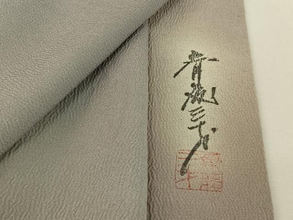 平和屋着物▽染色作家　斉藤三才　小紋　単衣　霞文　暈し染め　正絹　逸品　AABH8568jh