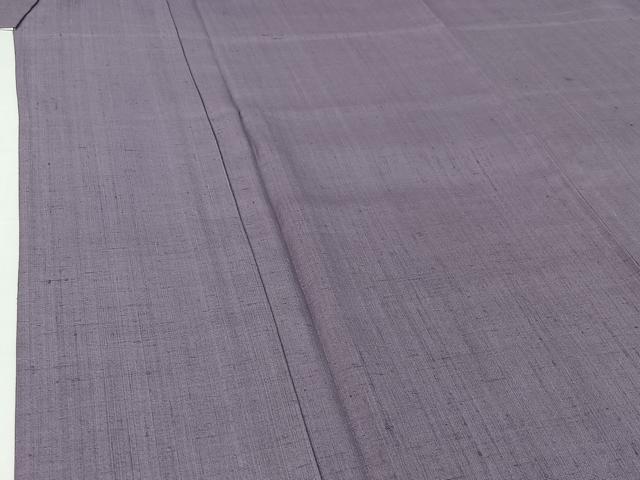 平和屋着物▽結城紬　単衣　色無地　鳩羽色　正絹　逸品　AABH8570jh