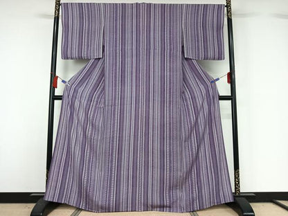 平和屋着物▽上質な小紋　単衣　吉祥花間道　正絹　逸品　AABH8572jh