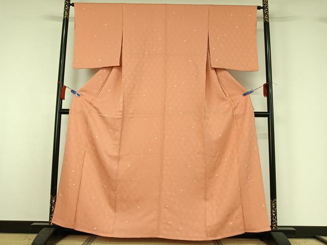 平和屋着物▽上質な小紋　単衣　絞り　鹿の子文様　正絹　逸品　AABH8573jh