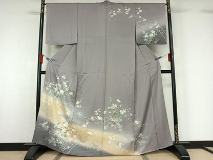 平和屋着物▽訪問着　単衣　花籬文　暈し染め　正絹　逸品　AABH8576jh