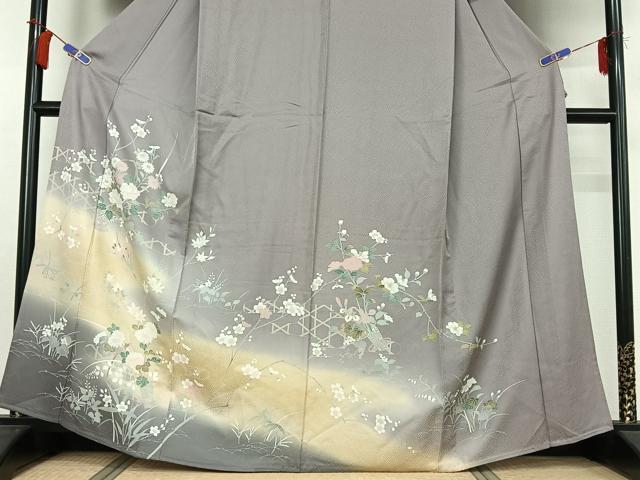 平和屋着物▽訪問着　単衣　花籬文　暈し染め　正絹　逸品　AABH8576jh