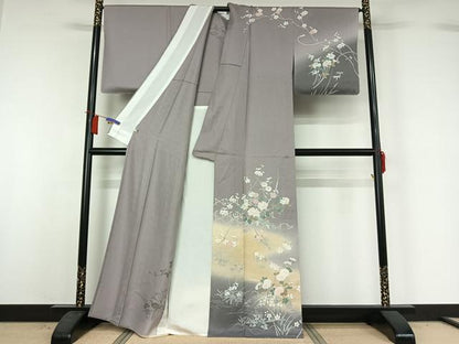 平和屋着物▽訪問着　単衣　花籬文　暈し染め　正絹　逸品　AABH8576jh