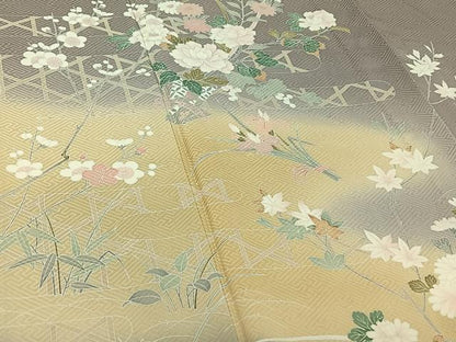 平和屋着物▽訪問着　単衣　花籬文　暈し染め　正絹　逸品　AABH8576jh