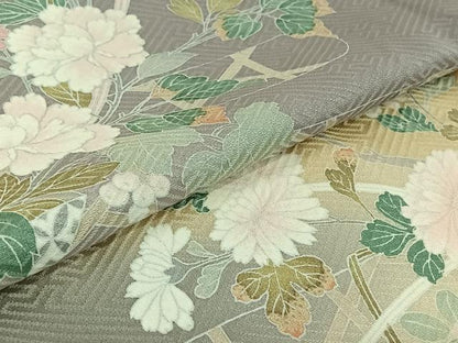 平和屋着物▽訪問着　単衣　花籬文　暈し染め　正絹　逸品　AABH8576jh
