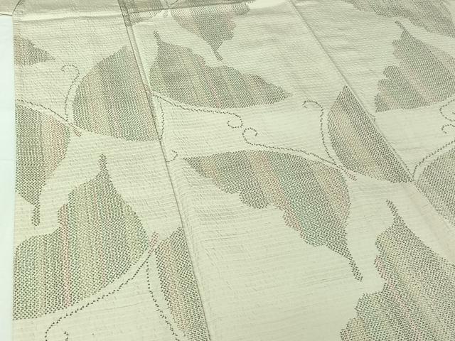 平和屋着物▽上質な紬　単衣　草木染　舞蝶文　反端付き　正絹　逸品　AABH8577jh