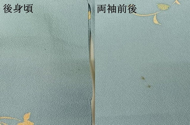 平和屋着物▽上質な小紋　単衣　草花文　鬼しぼ縮緬　正絹　逸品　AABH8583jh