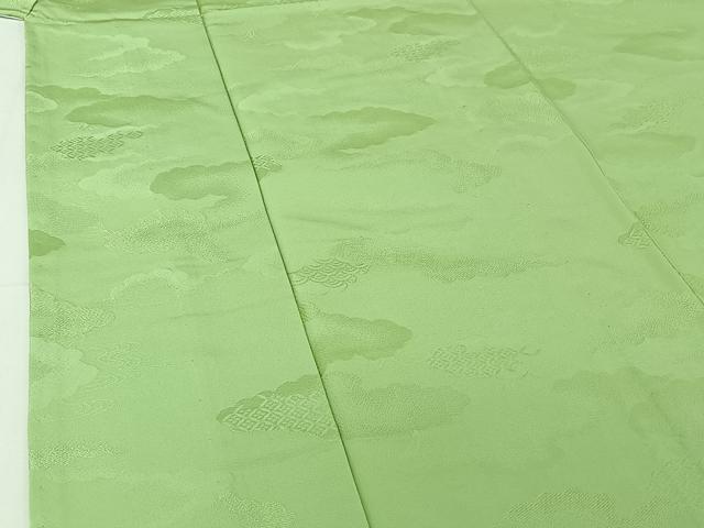 平和屋着物▽上質な色無地 単衣 雲取り吉祥地紋 薄萌葱色