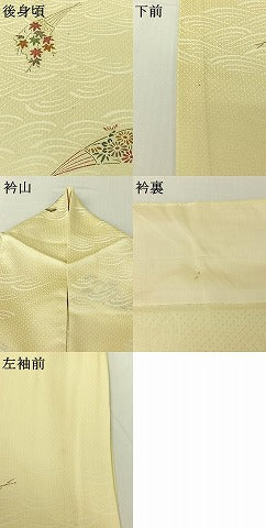 平和屋着物▽上質な小紋　単衣　扇面花文　正絹　逸品　AABH8585jh