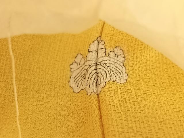 平和屋着物▽上質な色無地　単衣　枝葉地紋　黄支子色　正絹　逸品　AABH8586jh 平和屋着物▽上質な色無地 単衣 枝葉地紋 黄支子色 正絹 逸品