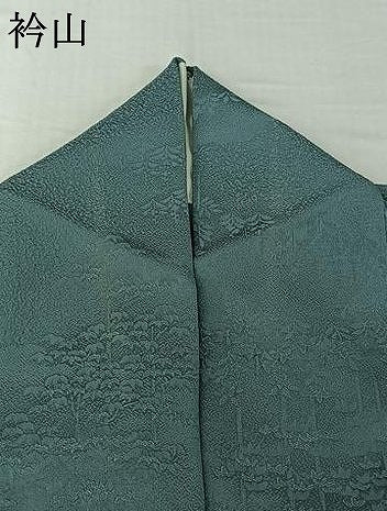 平和屋着物▽上質な色無地　単衣　草花地紋　千草色　正絹　逸品　AABH8587jh 平和屋着物▽上質な色無地 単衣 草花地紋 千草色 正絹 逸品