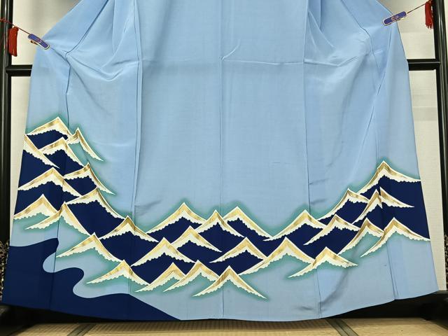 平和屋着物▽訪問着　単衣　風景文　金彩　洗える着物　AABH8591jh