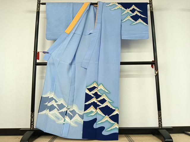 平和屋着物▽訪問着　単衣　風景文　金彩　洗える着物　AABH8591jh