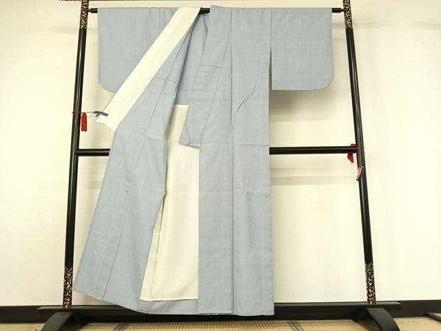 平和屋着物▽本場結城紬 重要無形文化財 単衣 色無地 淡藤