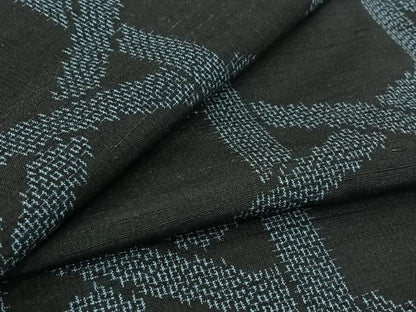 平和屋着物▽上質な紬　単衣　籬文　正絹　逸品　AABH8595jh