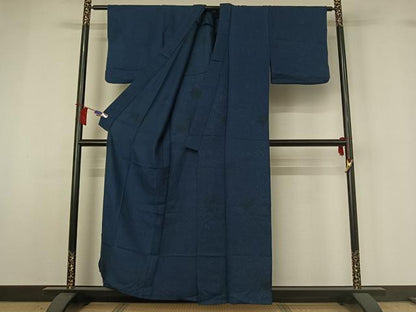 平和屋着物▽上質な小紋　単衣　草花文　正絹　逸品　AABH8596jh