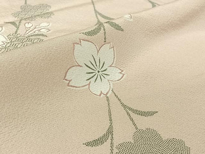 平和屋着物▽上質な小紋　単衣　草花文　正絹　逸品　AABH8600jh