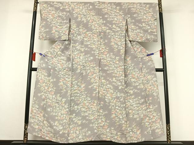 平和屋着物▽上質な小紋　単衣　枝葉文　正絹　逸品　AABH8601jh 平和屋着物□上質な小紋 草花文 暈し染め 正絹 逸品 BAAX4466mzの通販