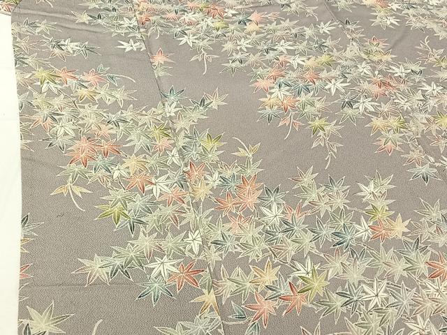平和屋着物▽上質な小紋　単衣　枝葉文　正絹　逸品　AABH8601jh 平和屋着物□上質な小紋 草花文 暈し染め 正絹 逸品 BAAX4466mzの通販