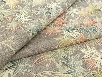 平和屋着物▽上質な小紋　単衣　枝葉文　正絹　逸品　AABH8601jh