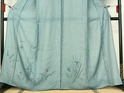 平和屋着物▽訪問着　無双　紗袷　紗×絽　流水花鳥文　金彩　正絹　逸品　AABH8602jh