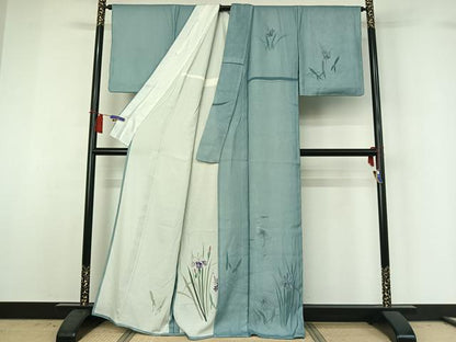 平和屋着物▽訪問着　無双　紗袷　紗×絽　流水花鳥文　金彩　正絹　逸品　AABH8602jh