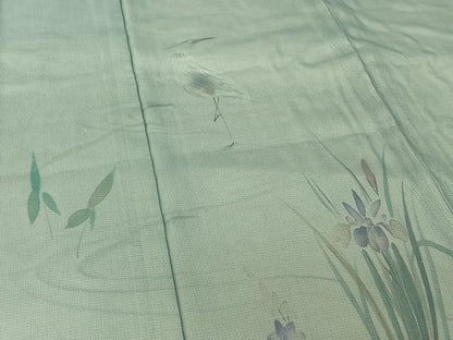 平和屋着物▽訪問着　無双　紗袷　紗×絽　流水花鳥文　金彩　正絹　逸品　AABH8602jh