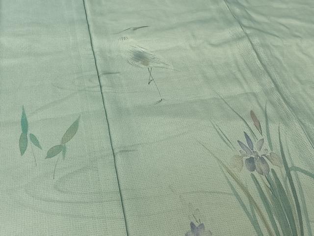 平和屋着物▽訪問着　無双　紗袷　紗×絽　流水花鳥文　金彩　正絹　逸品　AABH8602jh