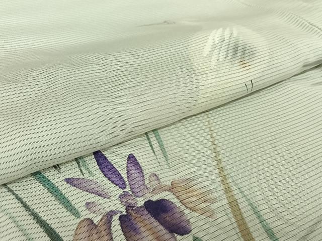 平和屋着物▽訪問着　無双　紗袷　紗×絽　流水花鳥文　金彩　正絹　逸品　AABH8602jh