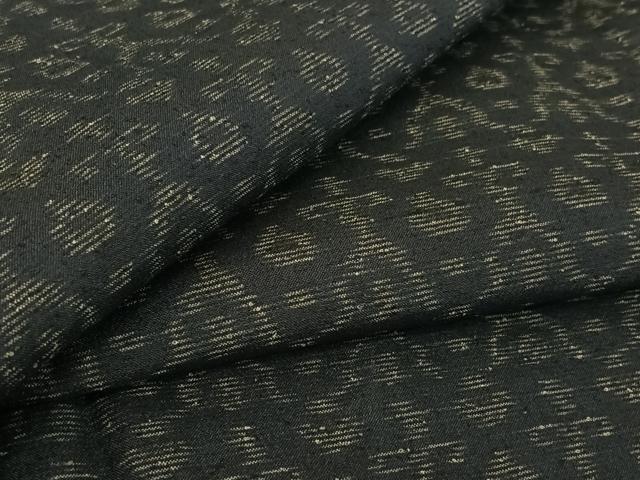 平和屋着物▽薩摩結城　単衣　幾何学文様　正絹　逸品　AABH8603jh