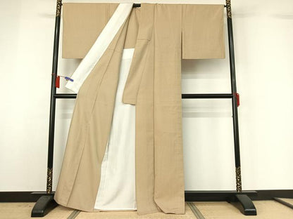 平和屋着物▽お召　単衣　格子　正絹　逸品　AABH8604jh