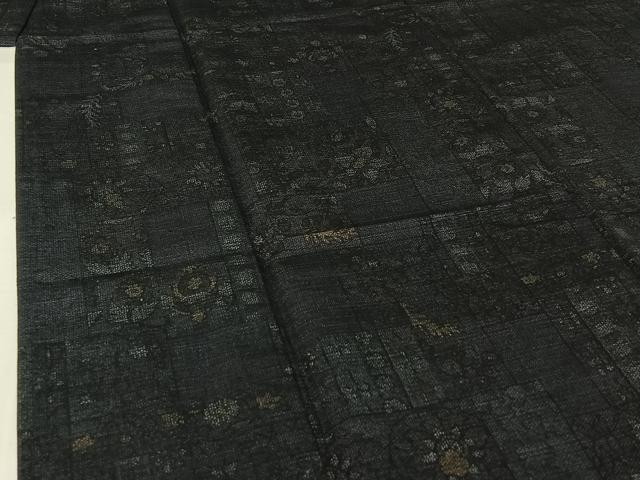 平和屋着物▽小紋 単衣 120亀甲 草花文 三越扱い AABH8605jh