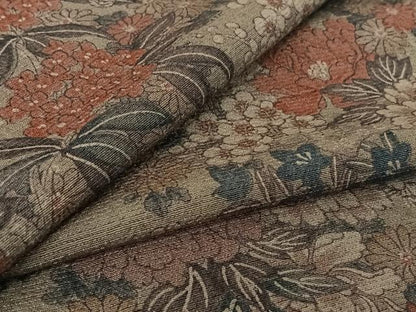 平和屋着物▽上質な小紋　単衣　風景花文　正絹　逸品　AABH8606jh