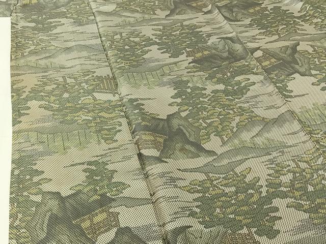 平和屋着物▽上質な小紋　単衣　紬地　風景文　正絹　逸品　AABH8608jh 平和屋着物▽上質な小紋 単衣 紬地 風景文 正絹 逸品 AABH8608jhの通販