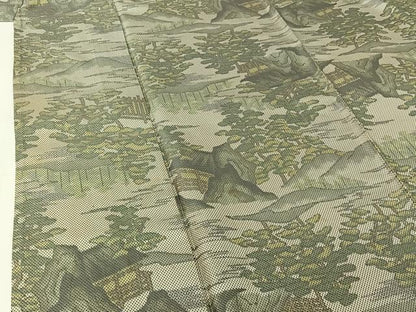 平和屋着物▽上質な小紋　単衣　紬地　風景文　正絹　逸品　AABH8608jh
