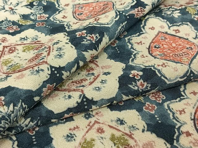 平和屋着物▽上質な小紋　単衣　草花文　正絹　逸品　AABH8612jh