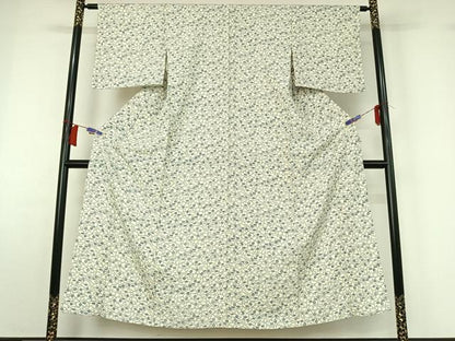 平和屋着物▽上質な小紋　単衣　舞花文　正絹　逸品　AABH8613jh