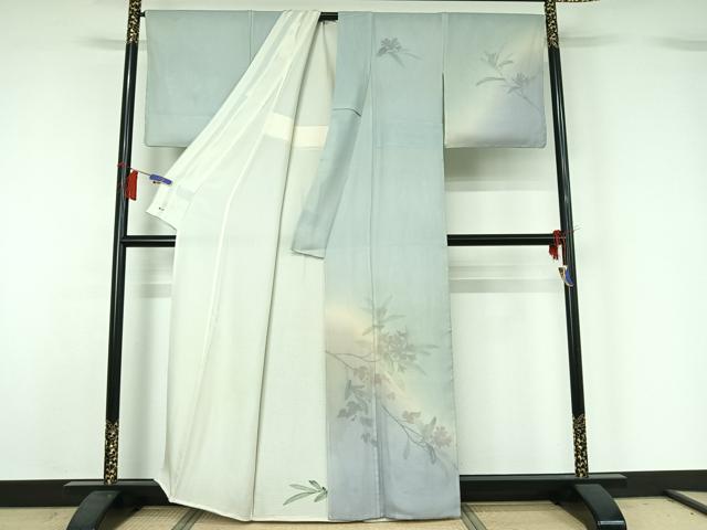 平和屋着物▽訪問着　無双　紗袷　紗×絽　枝花文　三越扱い　正絹　逸品　AABH8616jh