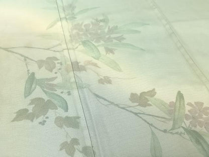 平和屋着物▽訪問着　無双　紗袷　紗×絽　枝花文　三越扱い　正絹　逸品　AABH8616jh