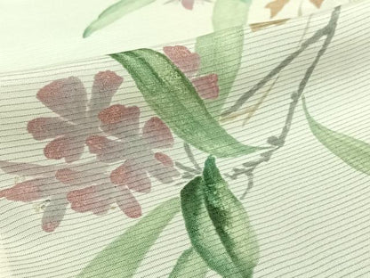 平和屋着物▽訪問着　無双　紗袷　紗×絽　枝花文　三越扱い　正絹　逸品　AABH8616jh