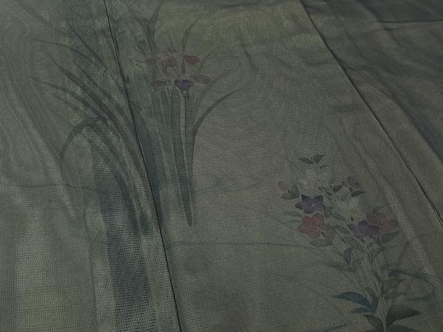 平和屋着物▽訪問着　無双　紗袷　紗×絽　手描き　流水花文　銀彩　三越扱い　正絹　逸品　AABH8617jh