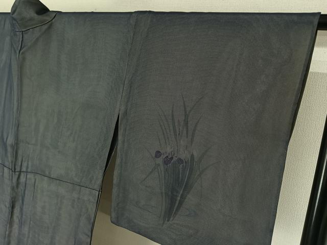 平和屋着物▽訪問着　無双　紗袷　紗×絽　手描き　流水花文　銀彩　三越扱い　正絹　逸品　AABH8617jh