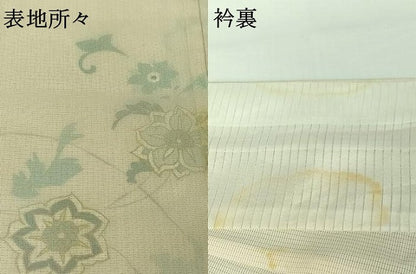 平和屋着物▽訪問着　無双　紗袷　紗×絽　手描き　草花文　三越扱い　正絹　逸品　AABH8618jh