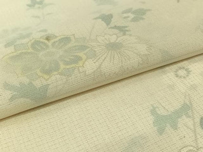 平和屋着物▽訪問着　無双　紗袷　紗×絽　手描き　草花文　三越扱い　正絹　逸品　AABH8618jh