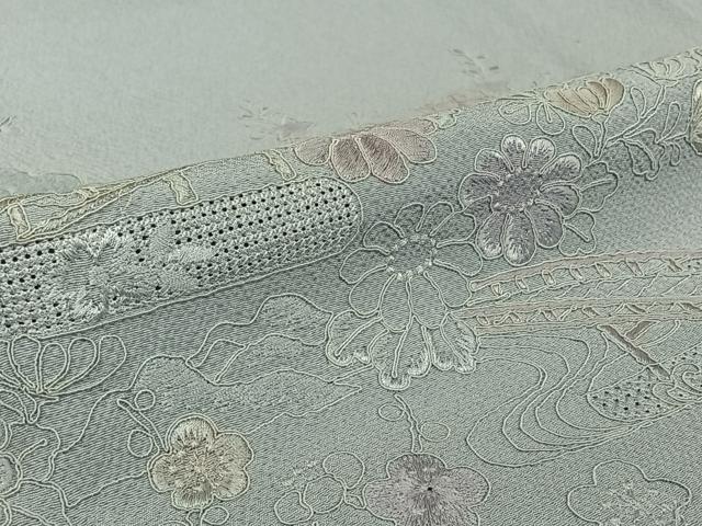 平和屋着物▽訪問着　単衣　中国三大刺繍　汕頭刺繍　スワトウ刺繍　総刺繍　風景花文　正絹　逸品　AABH8619jh